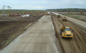 Emergency roadway repair on an I-680 ramp that was severely damaged by flooding in spring 2011.