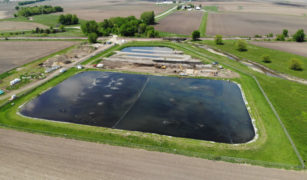 aerial view of Norway IA wastewater lagoon