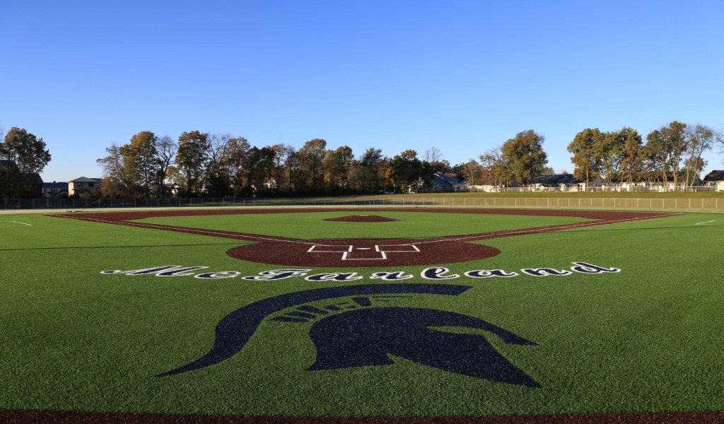 An image of the McFarland Baseball Field complete with team logos and colors.