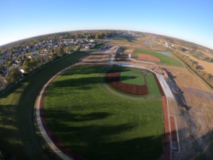 An aerial view of the McFarland Baseball Field