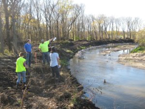 Construction progress on the restoration of Four Mile Creek.