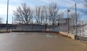 Softball field with water drainage issues