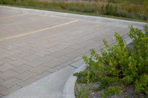 parking lot utilizing permeable pavers