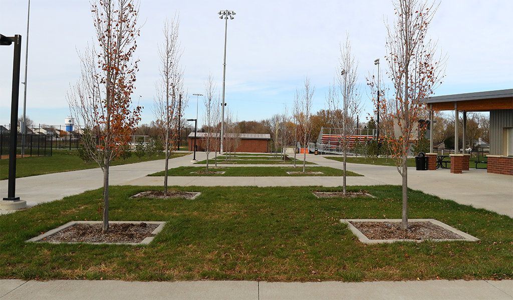 Athletic complex plaza