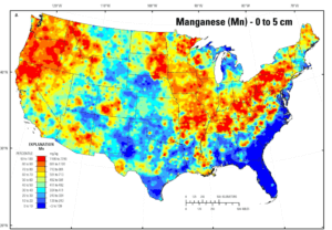 US map of manganese concentration in the country.