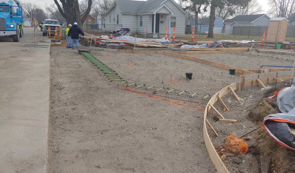 metal rebar laid and mapped before concrete is added
