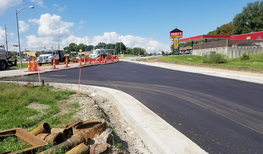newly paved frontage road