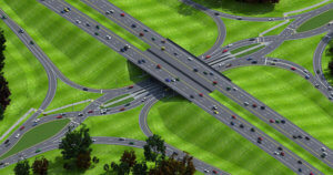aerial rendering of diverging diamond interchange. Transportation Master Planning
