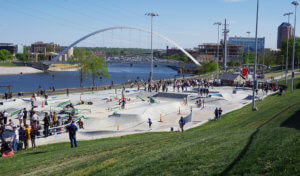 A massive crowd swarmed the riverfront for the opening day of the new Lauridsen Skatepark.