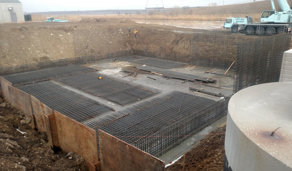 The new Sequencing Batch Reactor tank during the framing construction phase