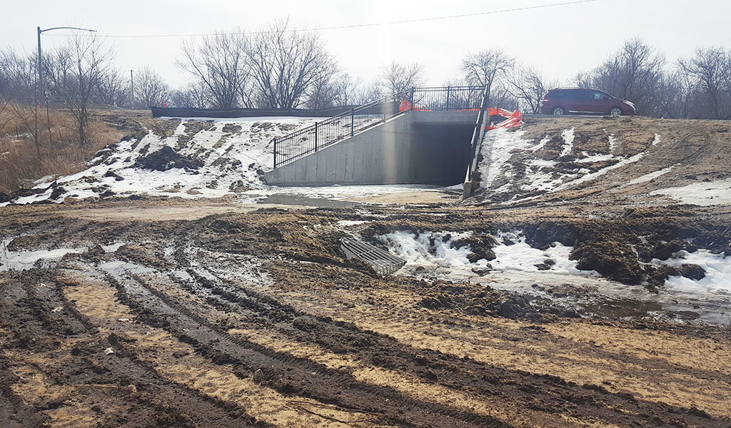 newly completed culvert along alburnett rd in marion, ia