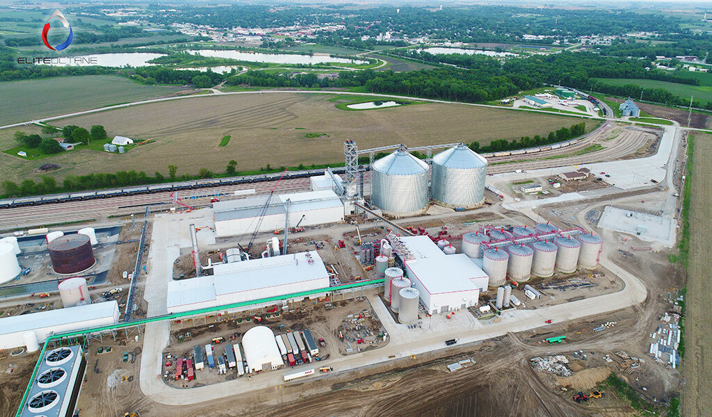 aerial view of large ethanol plant