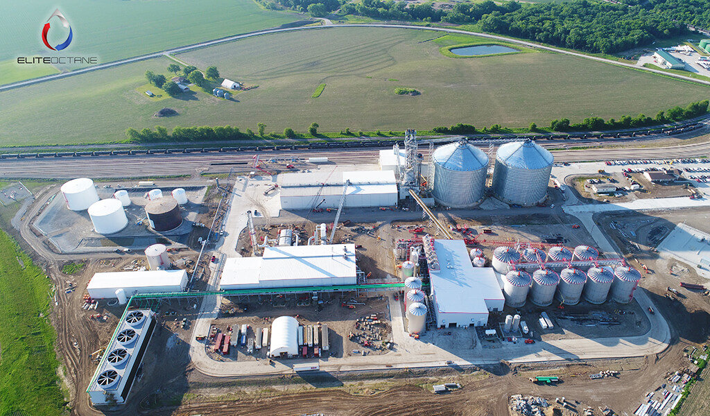 Aerial view of large ethanol plant