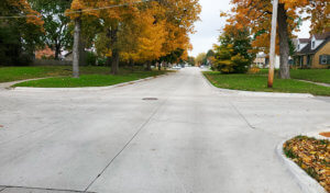 new concreate roadway in the fall