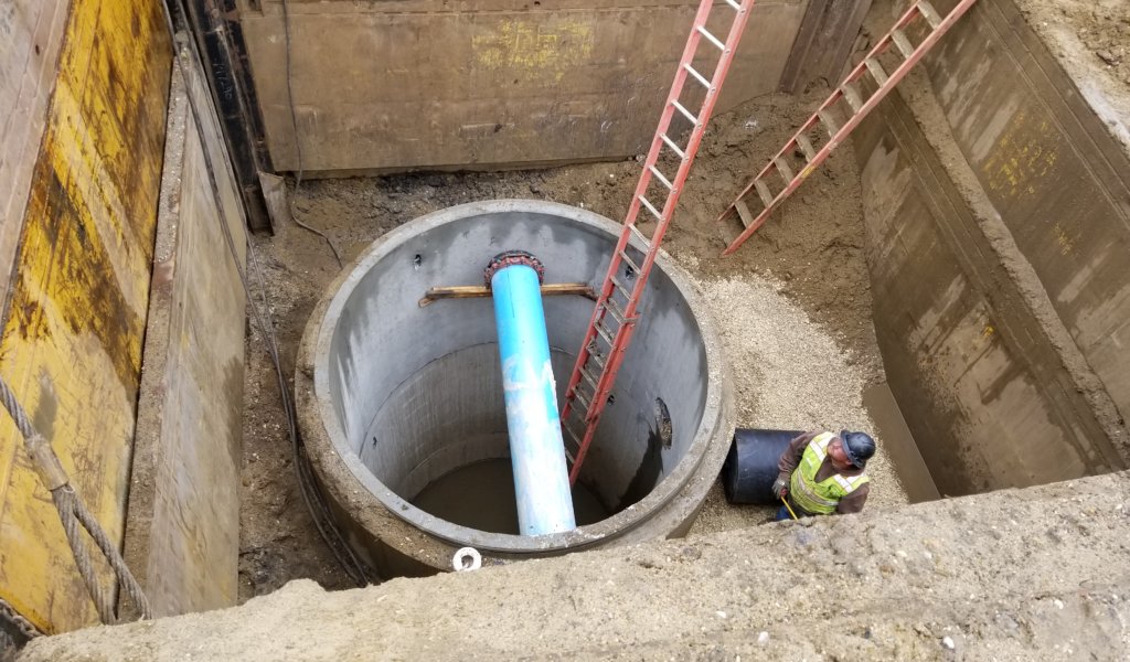 concrete tube that will eventually house pumps