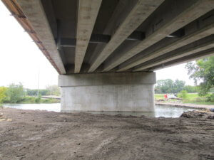 bridge construction near creekbank
