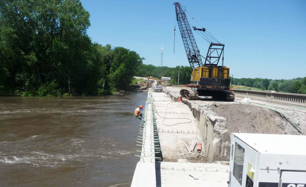 earth fill being removed from eureka bridge during rehab