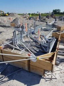 Gas station utilities being constructed 