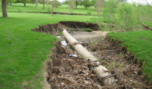 exposed storm pipe