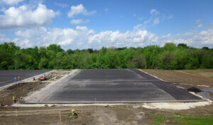 Construction on tennis courts.