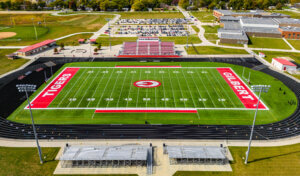 aerial view of gilbert highschool football field