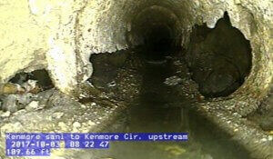 CCTV inspection of damage sewer pipes