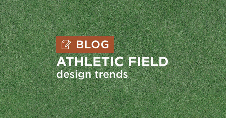 green grass background with title Athletic Field design trends blog