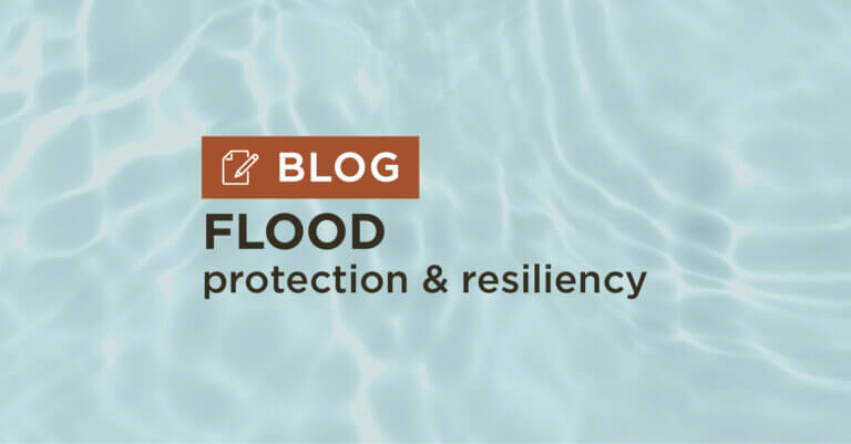 blue water background with title flood protection and resiliency blog