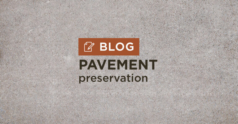Tan gravel background with title pavement preservation blog