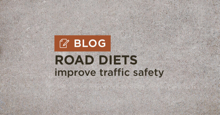 tan gravel background with title road diets improve traffic safety
