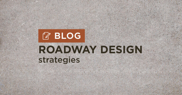 tan gravel background with title roadway design strategies
