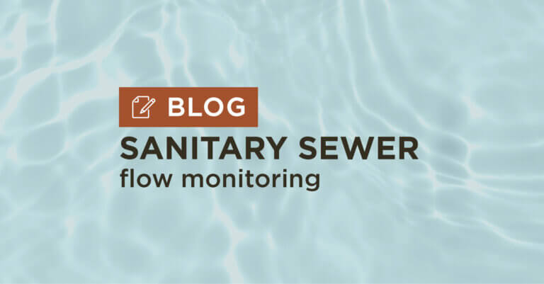 blue water background with title sanitary sewer flow monitoring blog