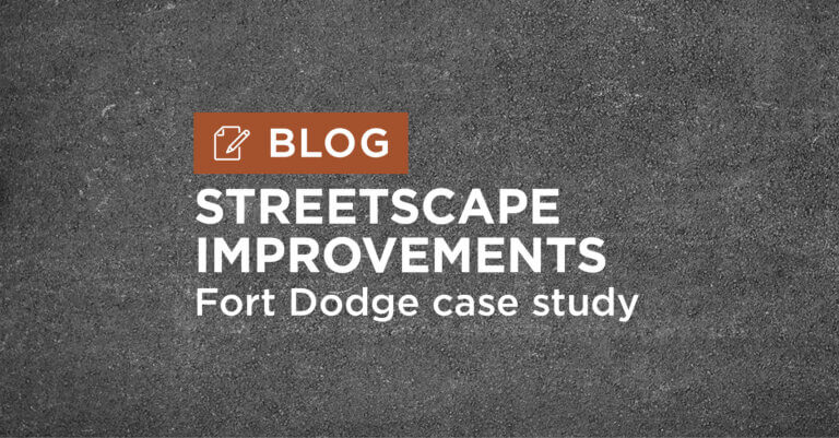 dark grey road background with title streetscape improvements fort dodge case study blog