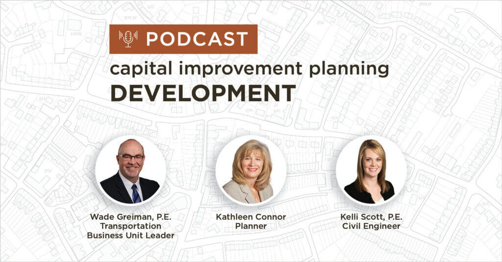 background of white and grey map plan with title capital improvement planning development podcast