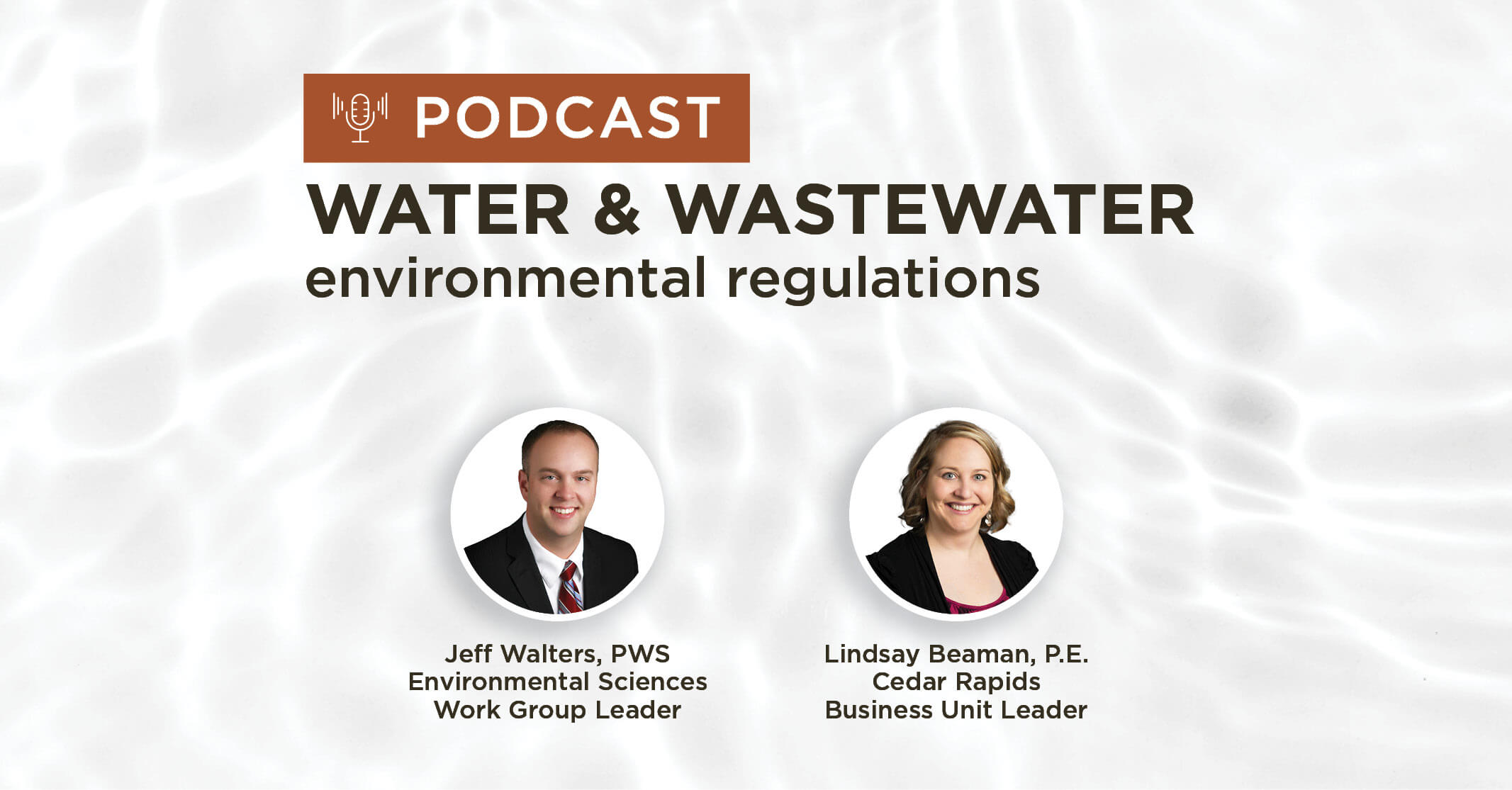 clear water background with title Water & Wastewater environmental regulations webinar