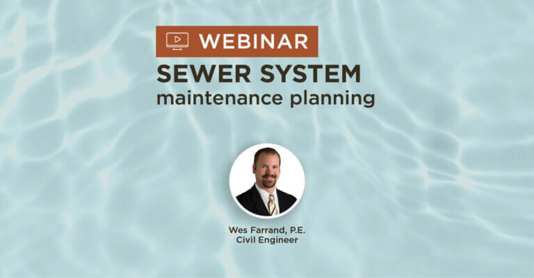 blue water background with title sewer system maintenance planning