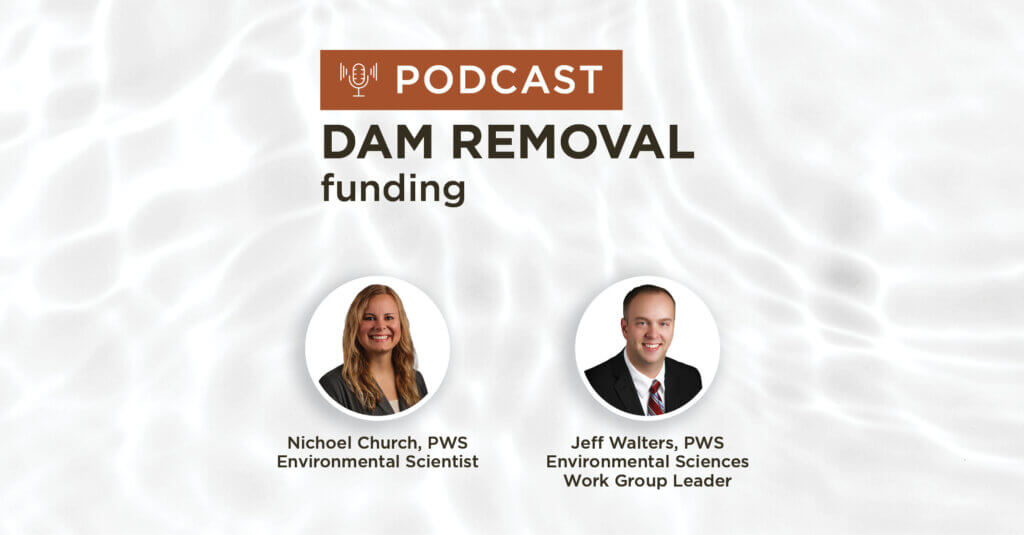 clear water background with title dam removal funding Podcast