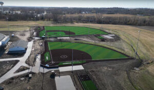 Aerial image of the two new ballfields at the WLCSD athletic complex.