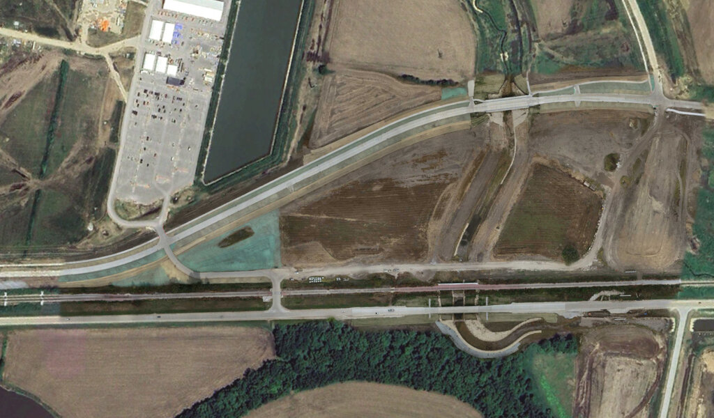 Aerial rendering of the Grand Avenue roadway extension in West Des Moines