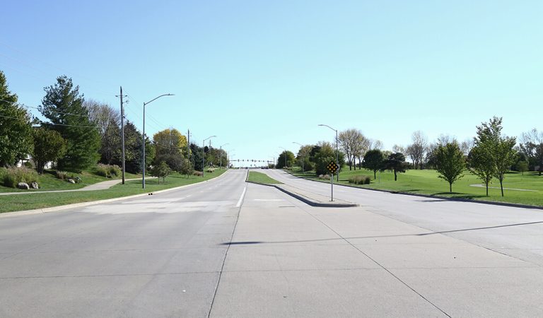 4 lane wide road||||||||||||Ducks enjoying the wetlands of Iowa|Man running on a pedestrian bridge|Metal beam bridge in iowa|||