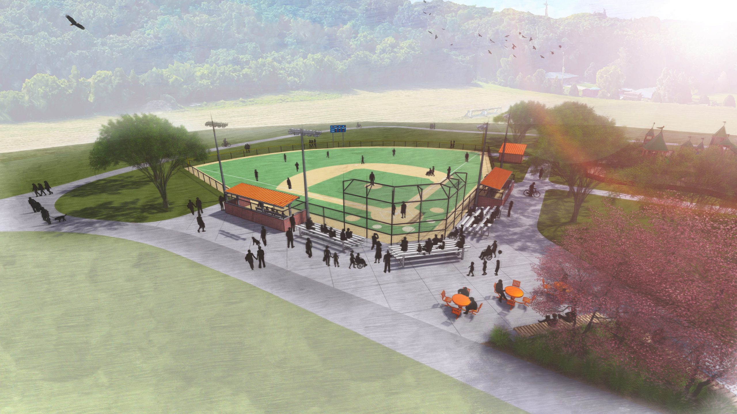 3-D aerial view rendering of dane county miracle field