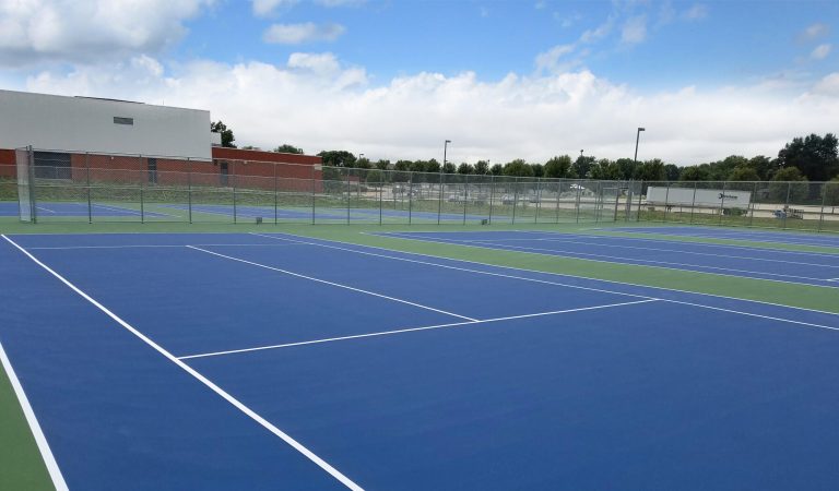 Indianola high school tennis courts|IHS Flyover photo|Construction on tennis courts.|Tennis court material