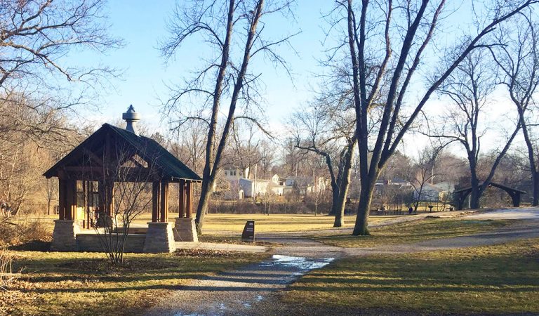 ||Angled view of the Hickory Hill Pedestrian Bridge