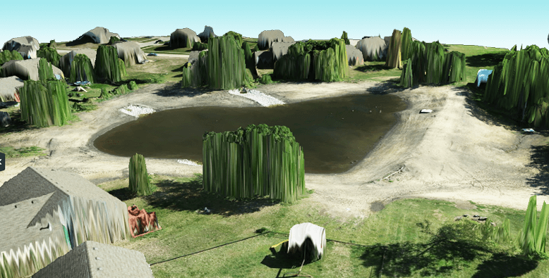 Drone aerial photos create 3D visual of pond restoration area