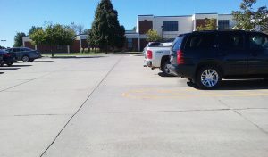 new parking with cars filling some of the spots