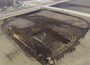 construction machinery flattening area for baseball field