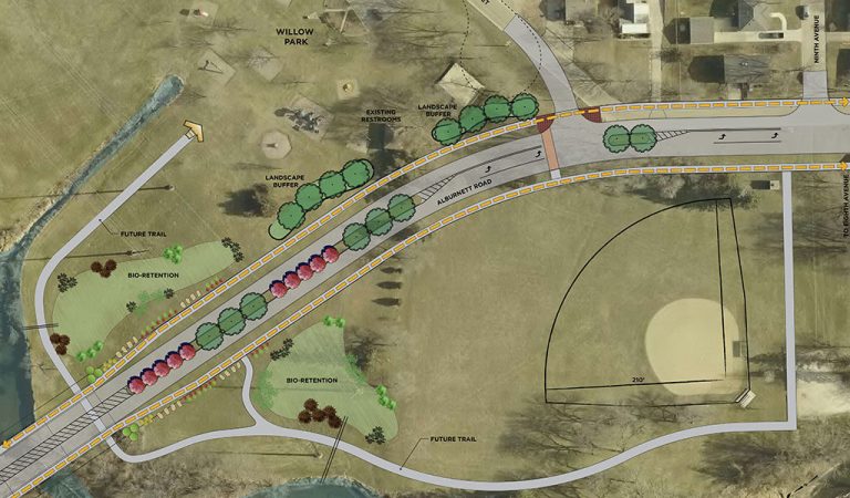 willow park trailhead concept rendering|newly completed culvert along alburnett rd in marion